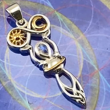 Celtic Goddess of Infinite Universe Sterling Silver and Gold Pendant MPD5931